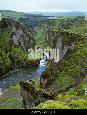 Schlucht namens Fjathrargljufur, in der Nähe von Handelsort, Island Stockfoto