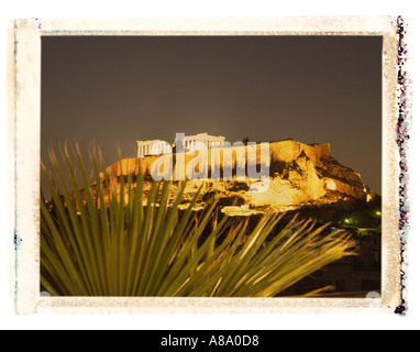 Parthenon und die Akropolis in Athen Nacht Stockfoto
