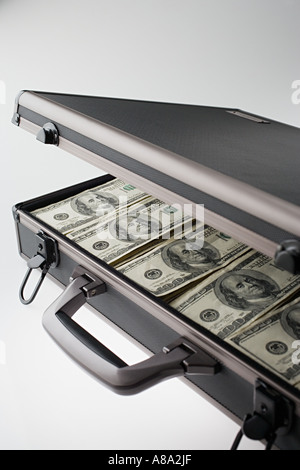 Koffer voller Geld Stockfoto