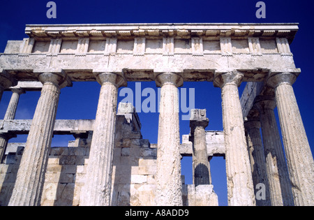 Teil des dorischen Tempel des Aphaiatempels auf der griechischen Insel Ägina Stockfoto