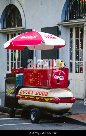 LUCKY DOGS-HOT DOG-STAND auf der BOURBON STREET im französischen Viertel NEW ORLEANS LOUISIANA Stockfoto