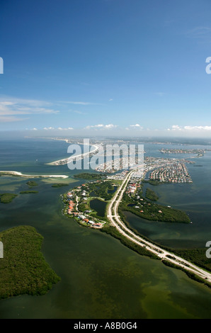 Luftaufnahme der Insel der Götter, Jackass Schlüssel, Pardee Schlüssel, Cabbage Key, kleine Vogel-Schlüssel, Pine Key, Shell Schlüssel Shoal, Sankt Petersburg Stockfoto