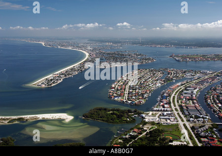 Luftaufnahme von Sawyer Schlüssel, Schlüssel zu hören, Götter Insel Cabbage Key, Paradies Schlüssel, Pine Key, Schlamm-Taste lange Schlüssel, Saint Petersburg, FL Stockfoto