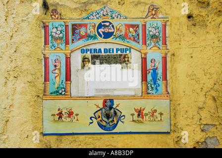 Marionette Theater Zeichen Corso Vittorio Emanuele Palermo Sizilien Italien Stockfoto