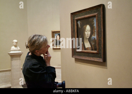 Die Nationale Kunstgalerie der Arbeit von Leonardo Da Vinci's Ginevra de'Benci Stockfoto