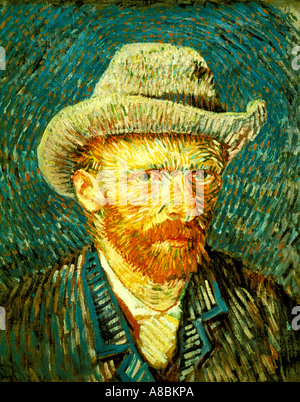 Niederlande Amsterdam Vincent van Gogh Museum Vincent Van Gogh 1853 1890 Selbstporträt in einem grauen Filzhut 1887 Stockfoto