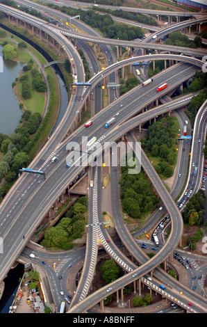 Spaghetti Junction M6 Junction 6 die notorisch verwirrend Straße-Regelung Stockfoto