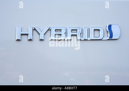 Hybrid-Abzeichen auf einen Toyota Prius 2005 Stockfoto