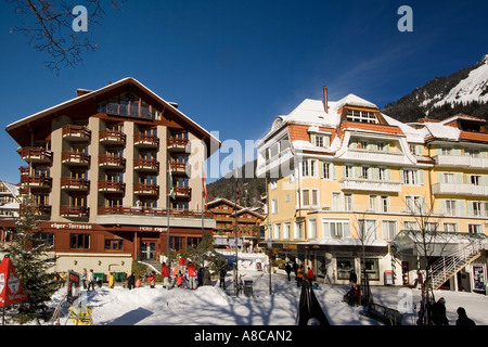 Schweiz-Berner Alpen-Wengen im winter Stockfoto