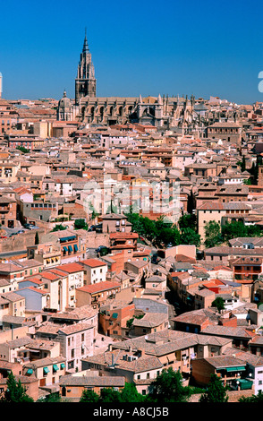 Blick auf Worldheritage Stadt Toledo aus Ronda del Toldeo Toledo Castilla La Mancha Spanien Europa Stockfoto