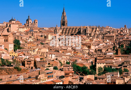 Blick auf Worldheritage Stadt Toledo aus Ronda del Toldeo Toledo Castilla La Mancha Spanien Europa Stockfoto