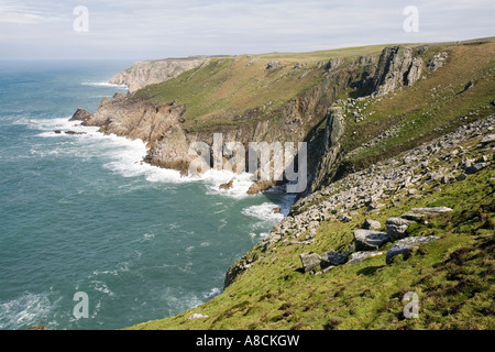 UK Lundy Island Atlantik Küste Jennys Cove Seevogel Nistplatz Stockfoto