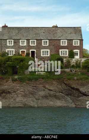 Reihe von Piloten cottages Straßenhändler Cove in der Nähe von Padstow, Cornwall, England, Großbritannien Stockfoto