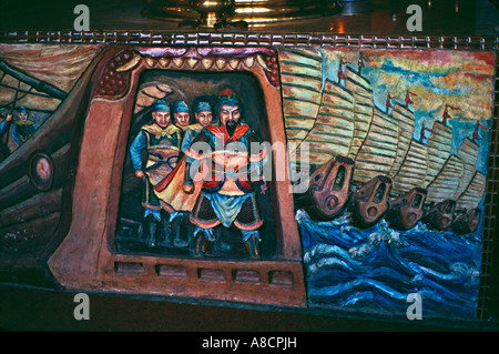 Erleichterung der chinesische Eunuch Admiral und Navigator Zheng He in einem Tempel widmete ihm in Semarang auf Java Indonesien Stockfoto