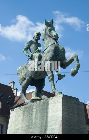 Statue von Bürgermeister Hans Waldmann von der Limmat in Zürich Schweiz Stockfoto