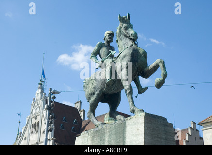 Statue von Bürgermeister Hans Waldmann von der Limmat in Zürich Schweiz Stockfoto