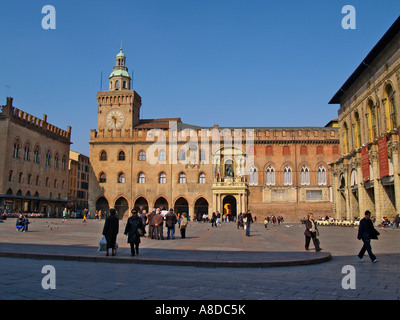 Palazzo Comunale d Accursio in Piazza Maggiore Bologna Italien Stockfoto