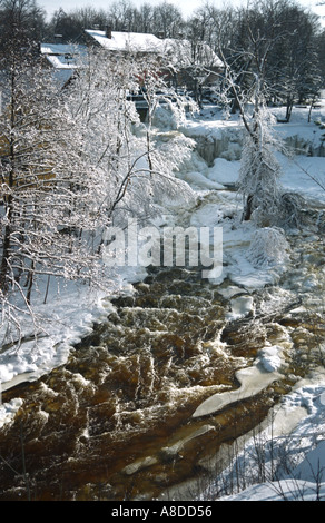 Keila-Joa-Wasserfall im Winter Estland Stockfoto