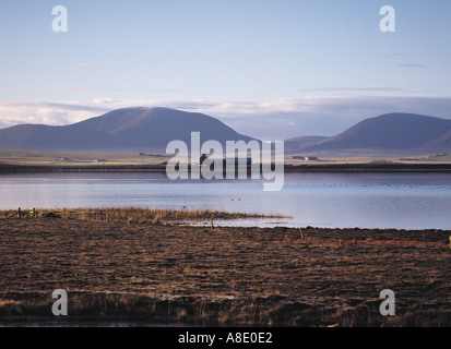 dh Loch of Harray schottland Inseln STENNESS ORKNEY Landschaften auf dem Bauernhof Abgelegene ländliche Inseln Festland malerische Landschaft Insel Abgeschiedenheit Stockfoto