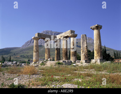 Ancient Korinth Tempel des Apollo-Peloponnes-Griechenland Stockfoto