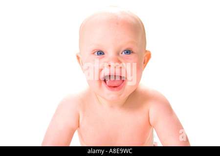 sieben Monate altes Baby lachen Stockfoto