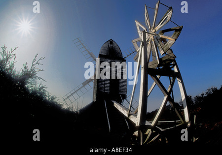 Diese Mühle war bekannt als die neue Mühle und befand sich am Kreuz in der Hand in der Nähe von Heathfield East Sussex UK Stockfoto