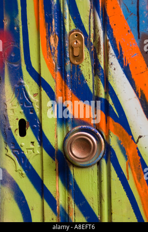 Graffiti auf der Barcelona Tür (2006), Spanien, Europa Stockfoto