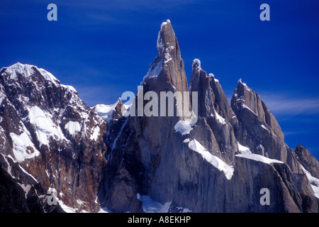 Cerro Torre (3102m). Herrliche Granit Spire in den südlichen Anden Patagonien, Provinz Santa Cruz, Argentinien Stockfoto