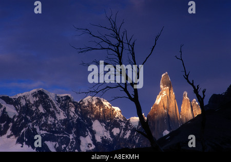 Cerro Torre (3102m). Herrliche Granit Spire in den südlichen Anden Patagonien, Provinz Santa Cruz, Argentinien Stockfoto