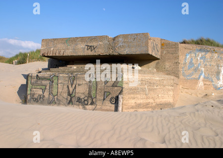 Deutsche WW2 Bunker in Bray-Dunes-Picardie-Nord Frankreich Stockfoto