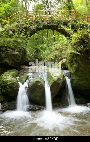 Die alte Steinbrücke genannt Scheissentempel, Mullerthal in der Nähe von Echternach, Luxemburg Stockfoto