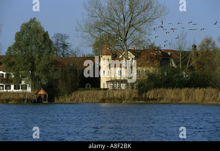 Geographie / Reisen, Deutschland, Bayern, Wessling, Übersichten, Wessling See, Überblick, Blick, Stockfoto