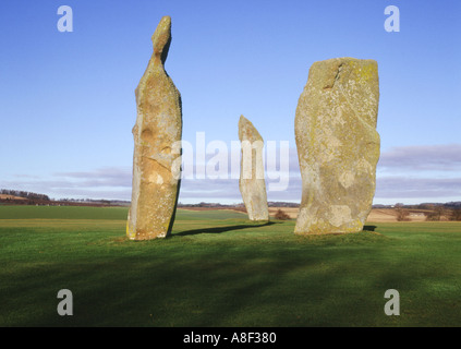 dh Standing Stones LUNDIN LINKS GOLF FIFE SCOTLAND Stones auf Golfplatz Stockfoto