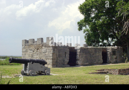 Kanone bei Fort Frederica guarding James Oglethorpes Siedlung 1736 auf St Simons Island Georgia. Digitale Fotografie Stockfoto