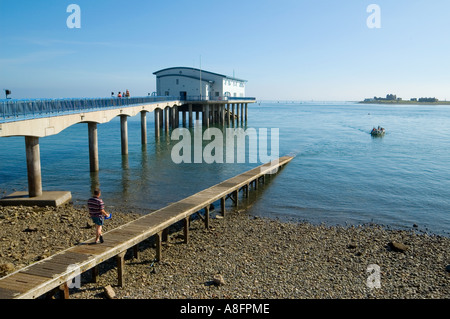 Piel Insel aus die Rettungsstation auf Roa Island, in der Nähe von Barrow in Furness, Cumbria, England, UK Stockfoto