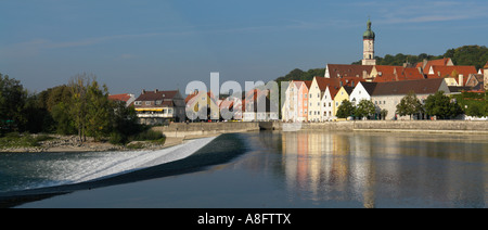 Panorama Landsberg bin Lech Landsberg am Fluss Lech Bayern Deutschland Stockfoto