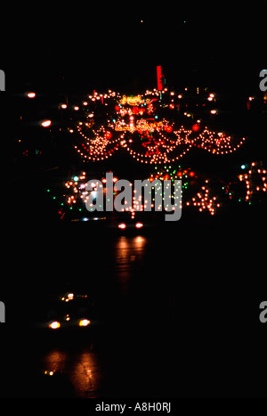 Weihnachtslichter in 125th Street, NYC Stockfoto