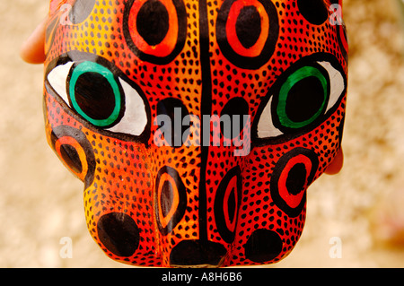 Mexiko, Riviera Maya, Carved Jaguar Maske Stockfoto