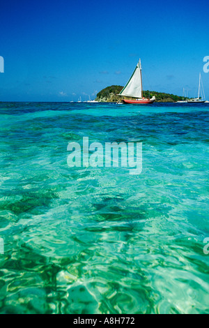 Karibik Strände, St. Vincent, Tobago Cays, Horseshoe Reef, Petit Bateau-Insel Stockfoto