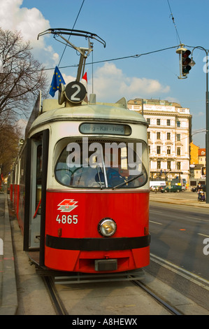 Straßenbahn auf der Ringstraße in Vienna Austria EU Stockfoto