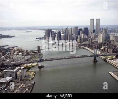 Luftaufnahme des East River, New York City, Vereinigte Staaten von Amerika Stockfoto