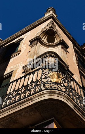 Ecke Detail im Museu Frederic Mares im Carrer Dels Comtes de Barcelona in Barcelona Spanien Stockfoto