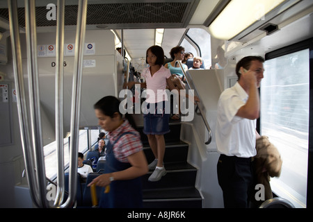 Passagiere auf Doppeldecker-s-Bahn Zug Wagen in Sydney New South Wales NSW Australia Stockfoto