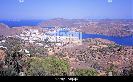 Insel Patmos Blick von Agios Ioannis Kloster Griechenland Stockfoto