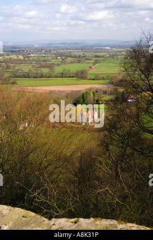 Blick über Nordost Cheshire von Castle Rock an Alderley Edge in Cheshire Stockfoto