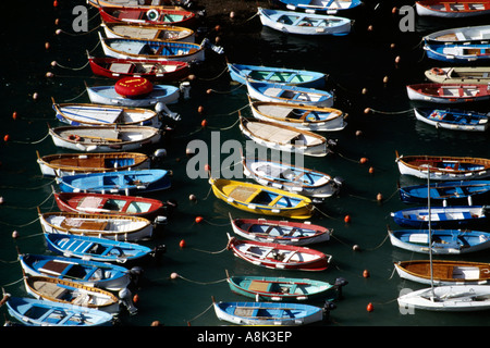 Angeln Boote Hafen Vernazza Riviera di Levante Ligurien Italien Stockfoto