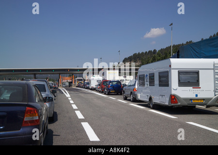 Verkehr-Warteschlange Autobahn Maut Frankreich Stockfoto