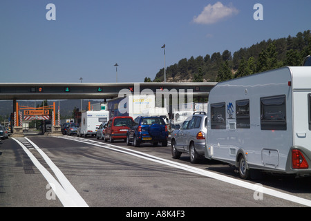 Verkehr-Warteschlange Autobahn Maut Frankreich Stockfoto