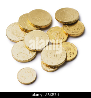 Schokoladen-Münzen Stockfoto