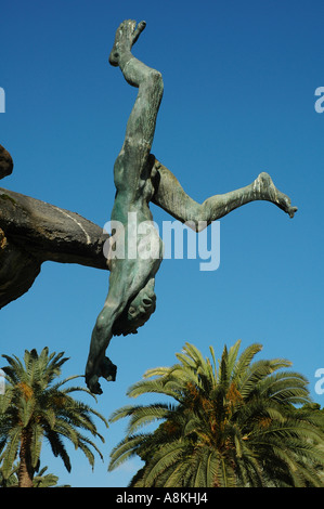 Detail des Denkmals für den Helden Tasarte Doramas im Doramas-Park in der Hauptstadt von Las Palmas auf Gran Canaria, einer der Kanarischen Inseln Spaniens Stockfoto